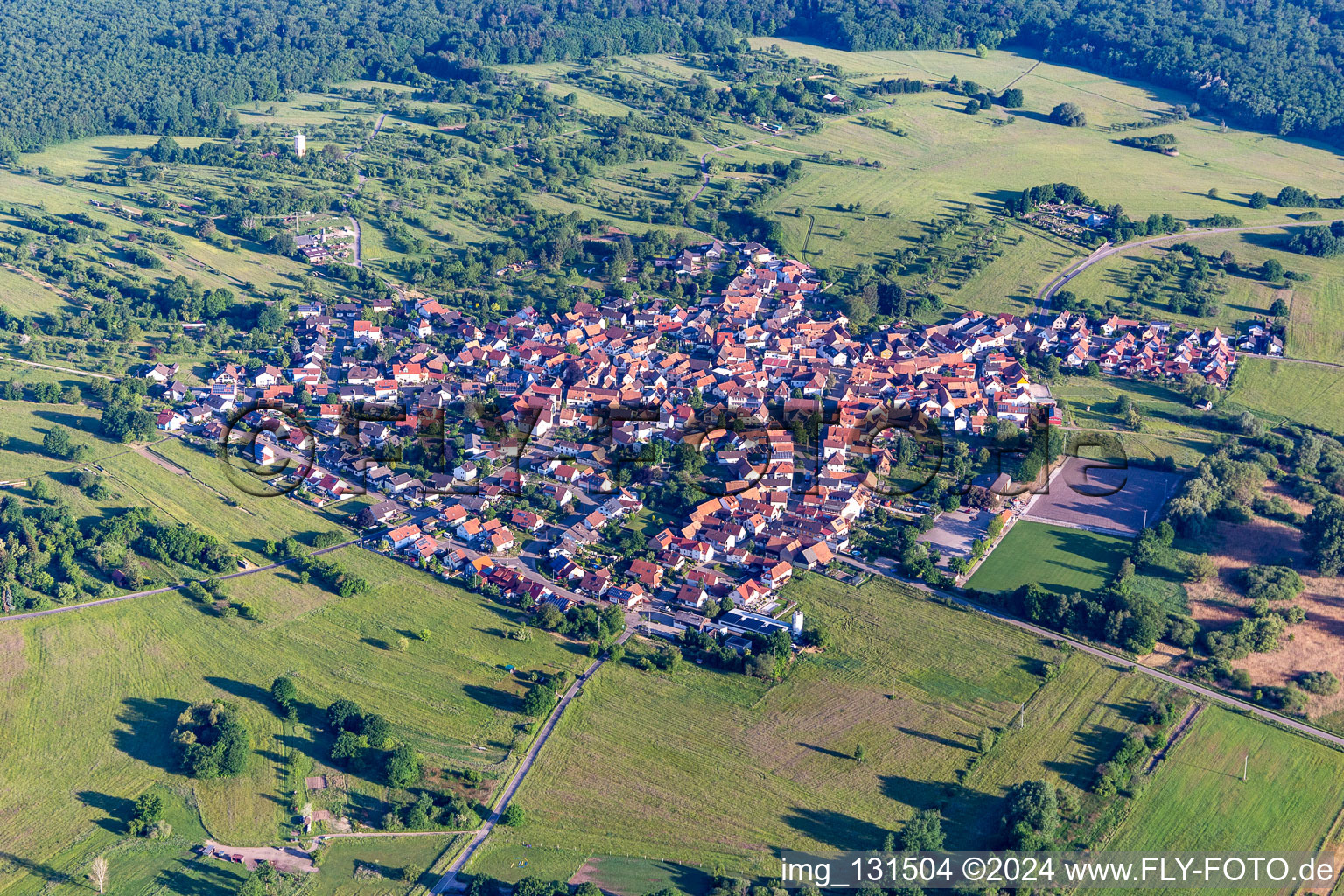 District Büchelberg in Wörth am Rhein in the state Rhineland-Palatinate, Germany from the plane