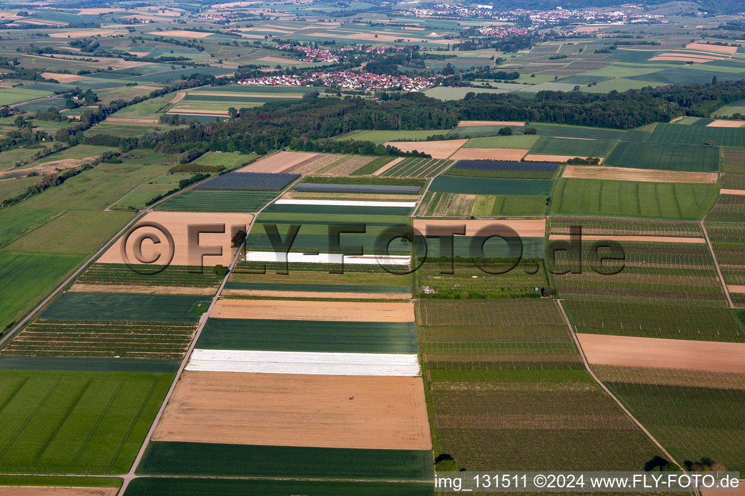 District Mühlhofen in Billigheim-Ingenheim in the state Rhineland-Palatinate, Germany viewn from the air