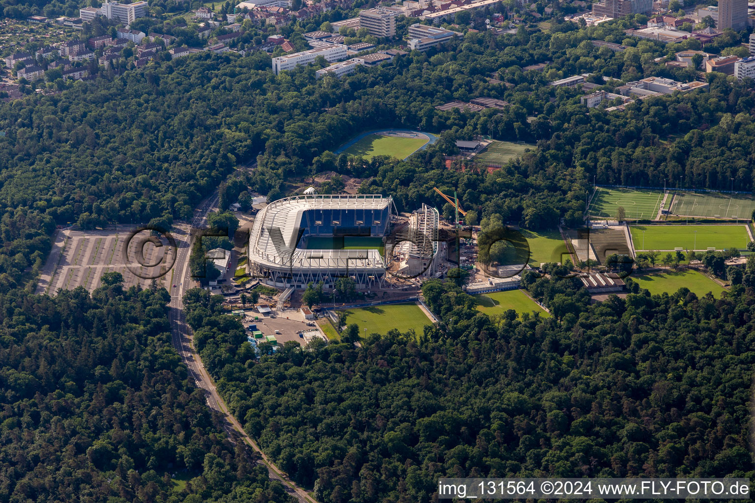 Construction site of the new stadium of Karlsruher Sport-Club GmbH & Co. KGaA in the district Innenstadt-Ost in Karlsruhe in the state Baden-Wuerttemberg, Germany