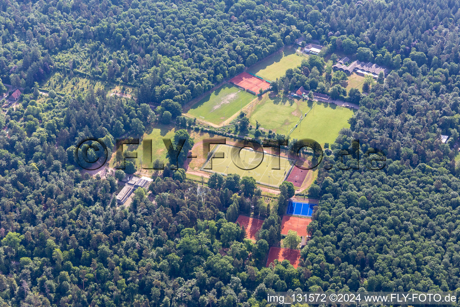 Aerial view of SpVgg Olympia-Hertha DJK Karlsruhe-Ost 1921 eV in the district Oststadt in Karlsruhe in the state Baden-Wuerttemberg, Germany