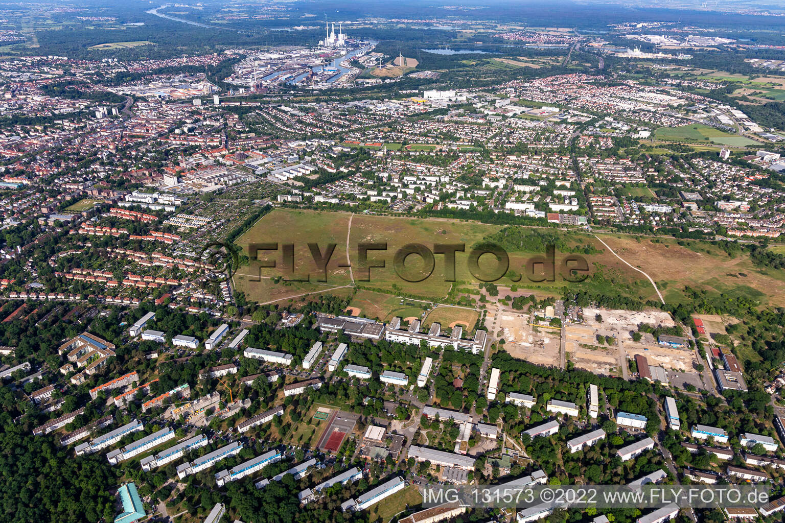 Old airfield in the district Nordstadt in Karlsruhe in the state Baden-Wuerttemberg, Germany