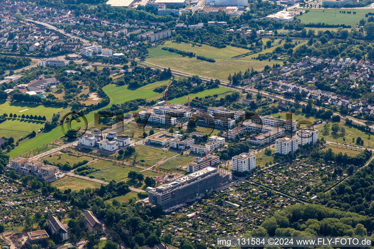 Technology Park Karlsruhe in the district Rintheim in Karlsruhe in the state Baden-Wuerttemberg, Germany seen from above