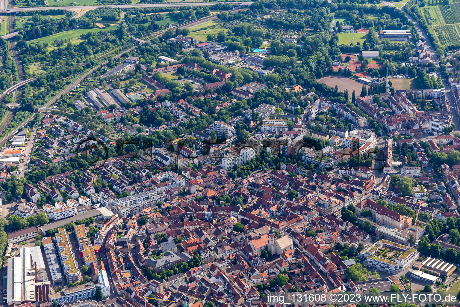 Historical old city in the district Durlach in Karlsruhe in the state Baden-Wuerttemberg, Germany