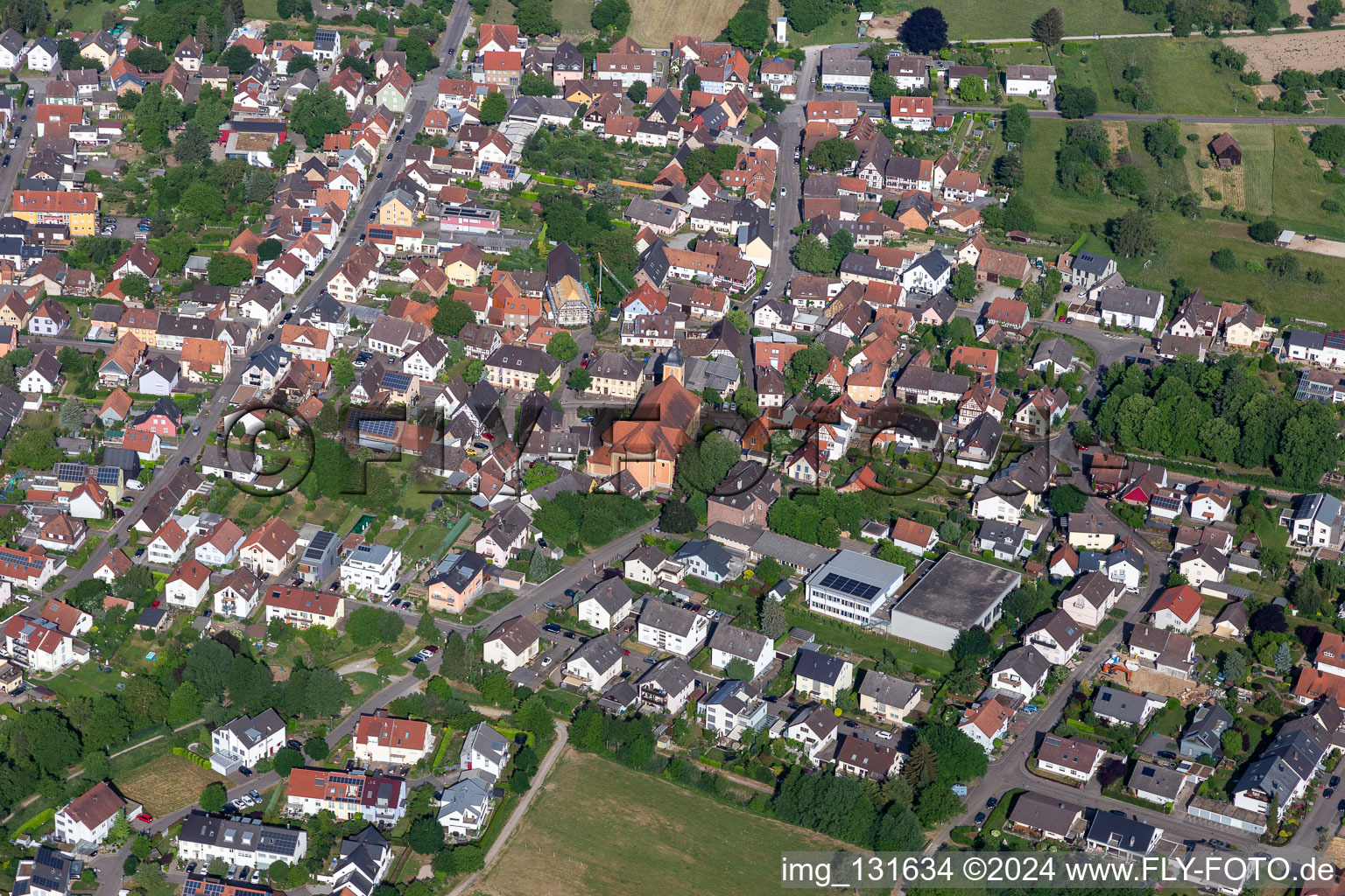 Church of St. Dionysiusweier in the district Ettlingenweier in Ettlingen in the state Baden-Wuerttemberg, Germany