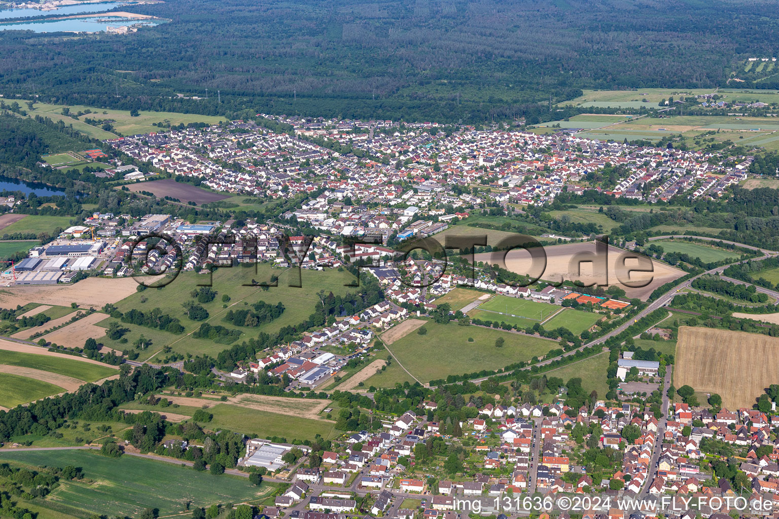 District Bruchhausen in Ettlingen in the state Baden-Wuerttemberg, Germany out of the air