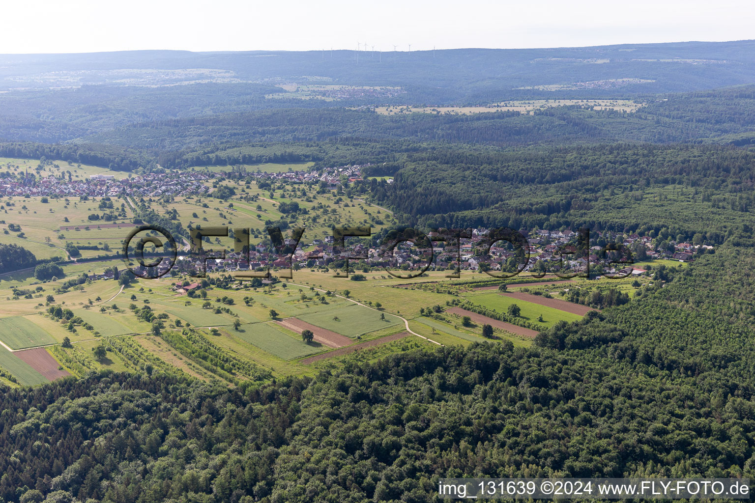 Drone recording of District Schluttenbach in Ettlingen in the state Baden-Wuerttemberg, Germany