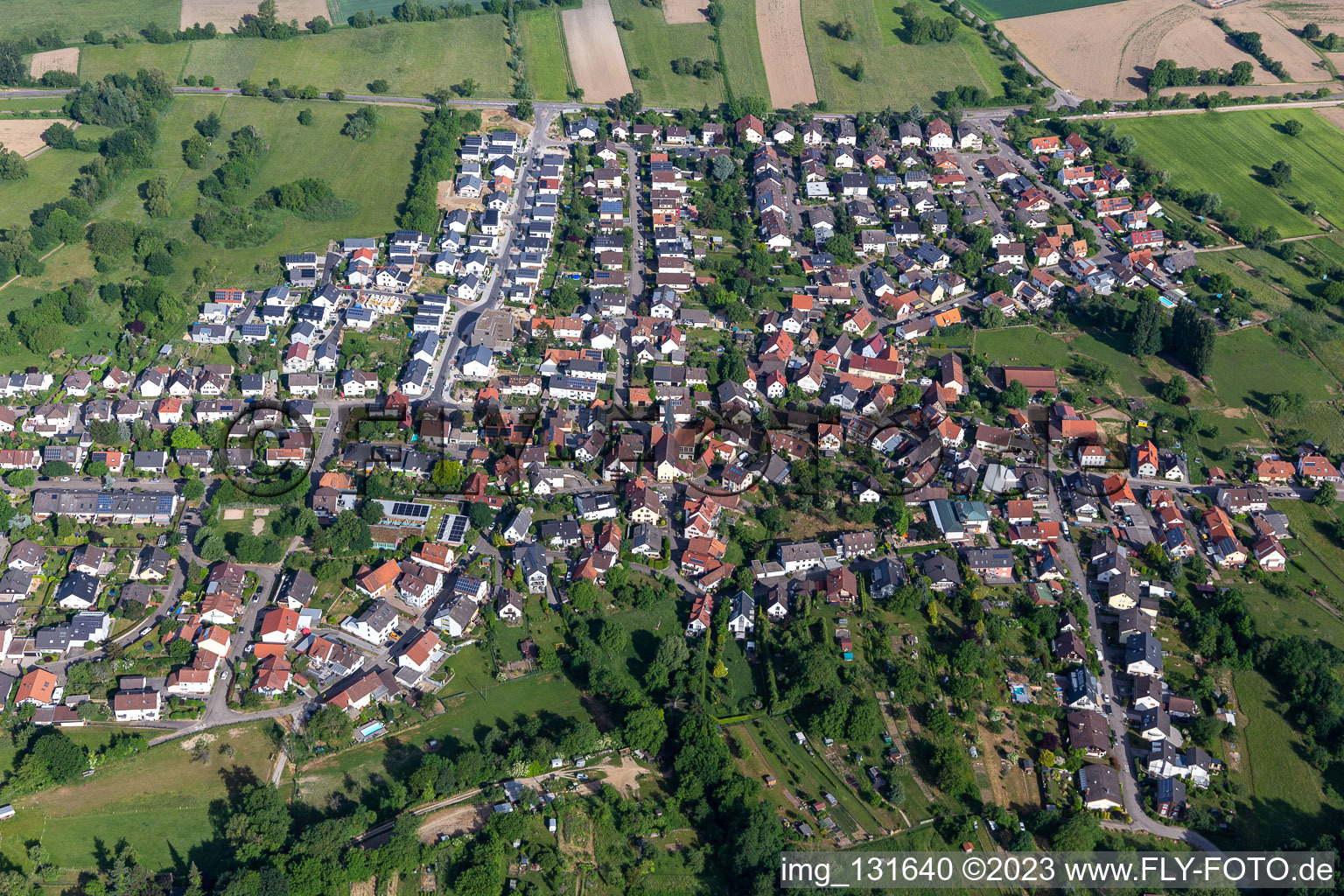 District Oberweier in Ettlingen in the state Baden-Wuerttemberg, Germany out of the air