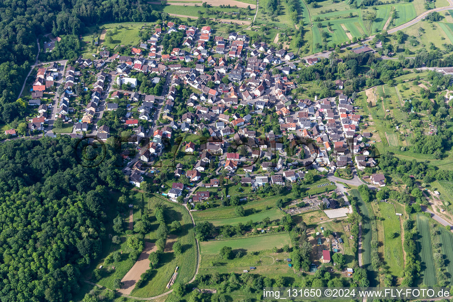 Oblique view of District Sulzbach in Malsch in the state Baden-Wuerttemberg, Germany