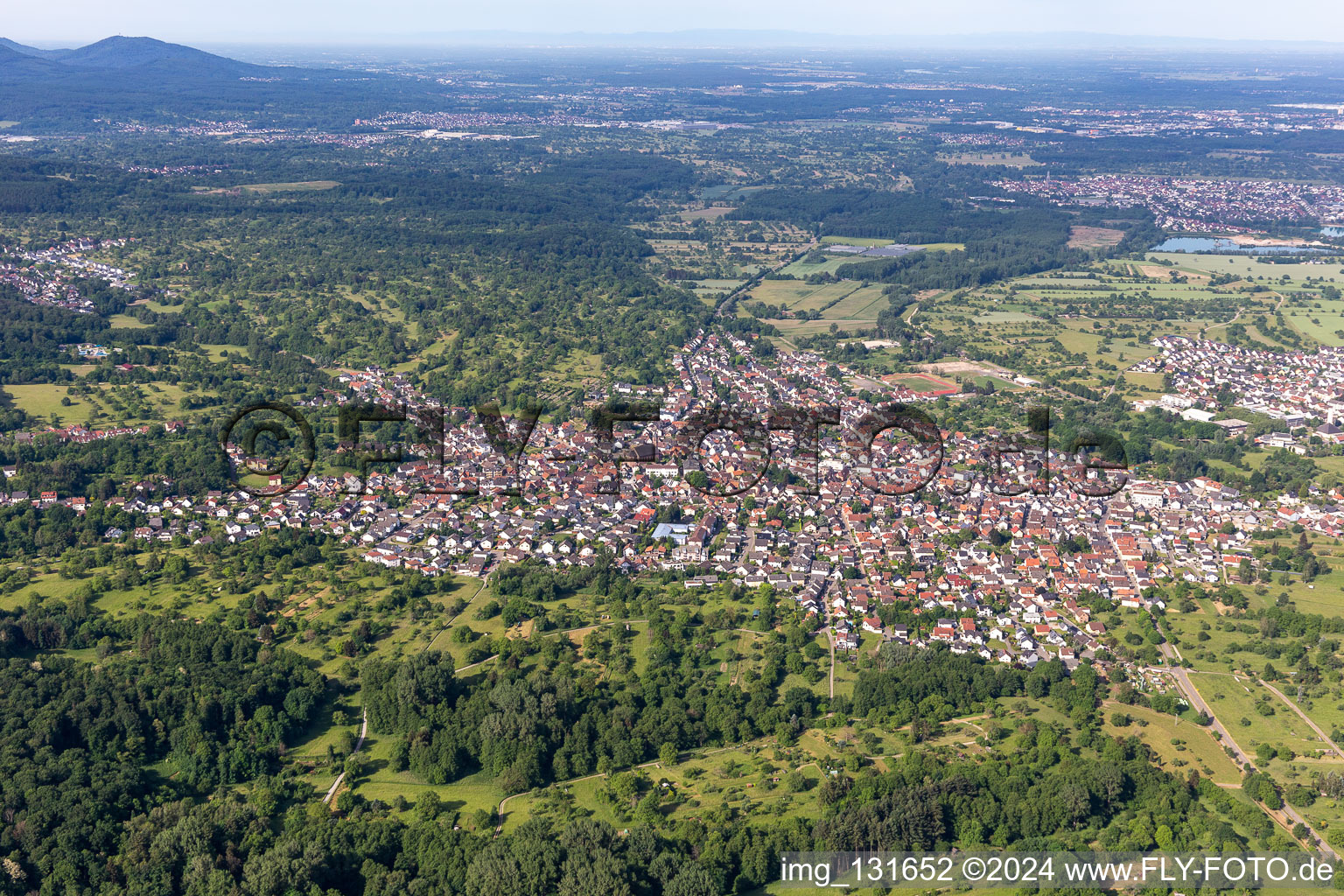 Malsch in the state Baden-Wuerttemberg, Germany seen from above