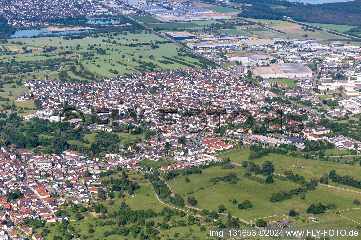 Malsch in the state Baden-Wuerttemberg, Germany from the plane