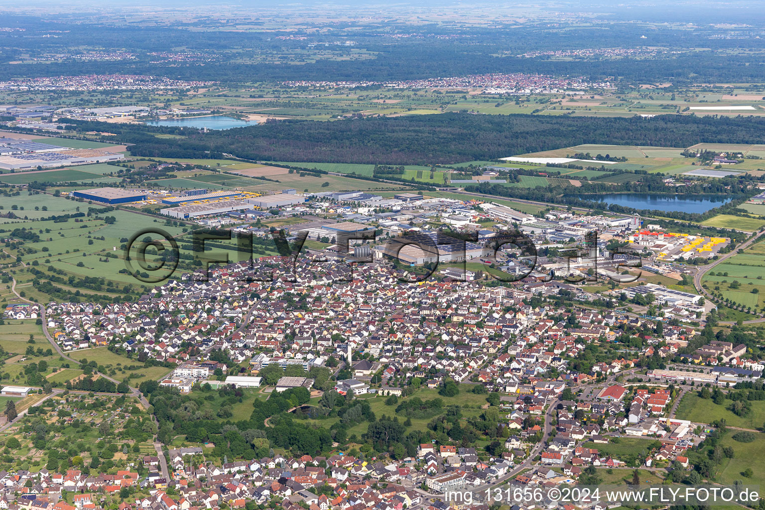 Malsch in the state Baden-Wuerttemberg, Germany viewn from the air