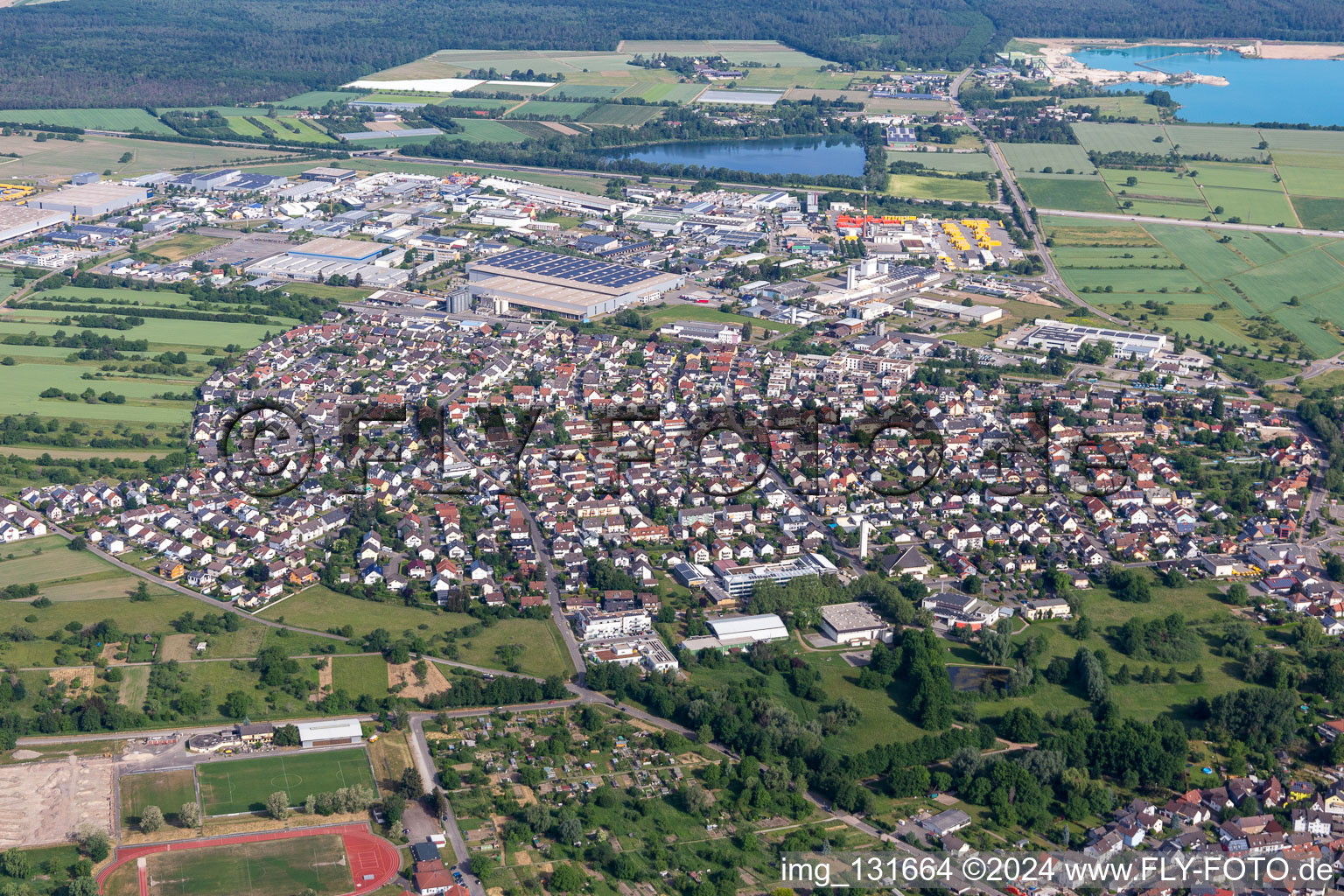 Drone recording of Malsch in the state Baden-Wuerttemberg, Germany