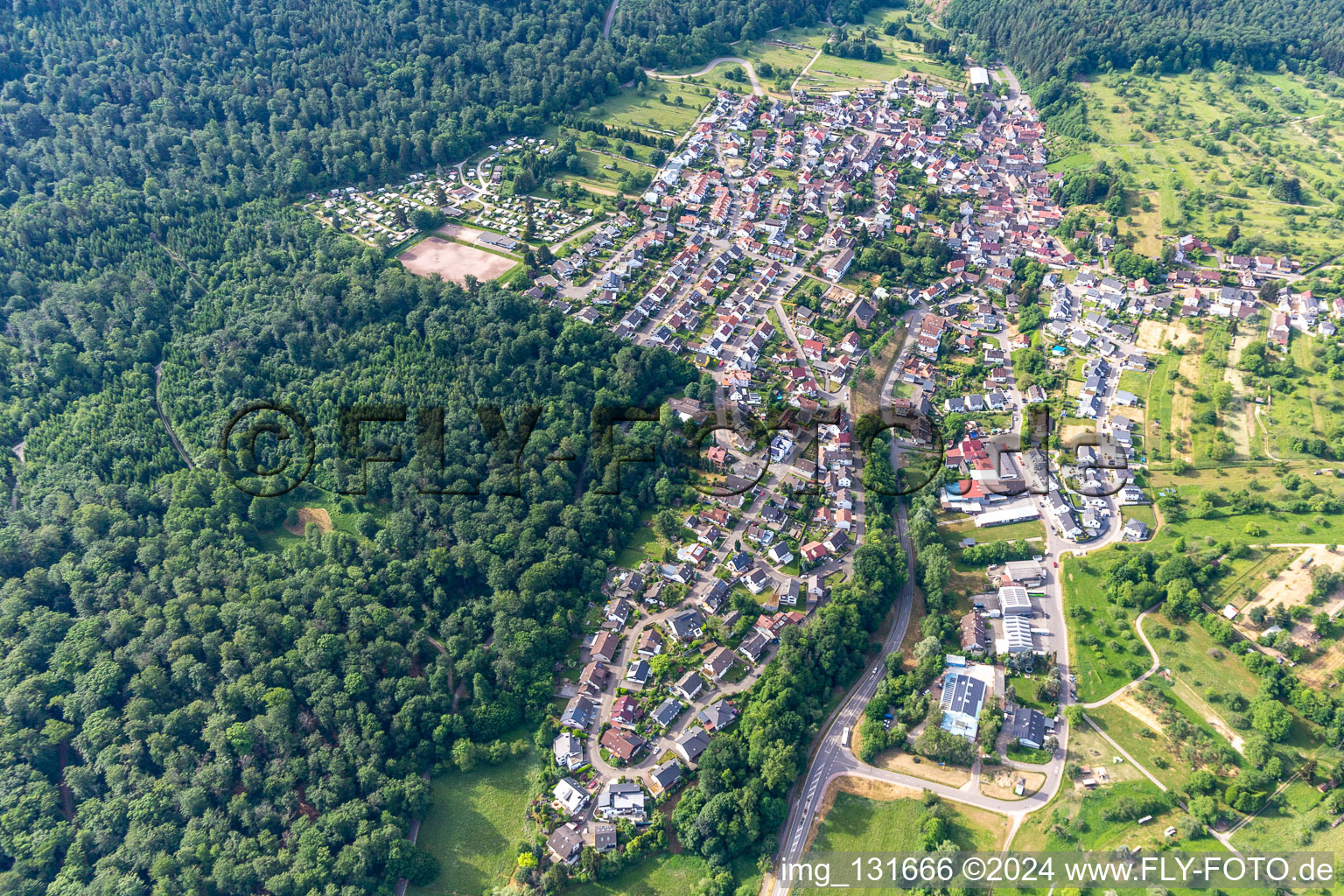 Aerial view of District Waldprechtsweier in Malsch in the state Baden-Wuerttemberg, Germany