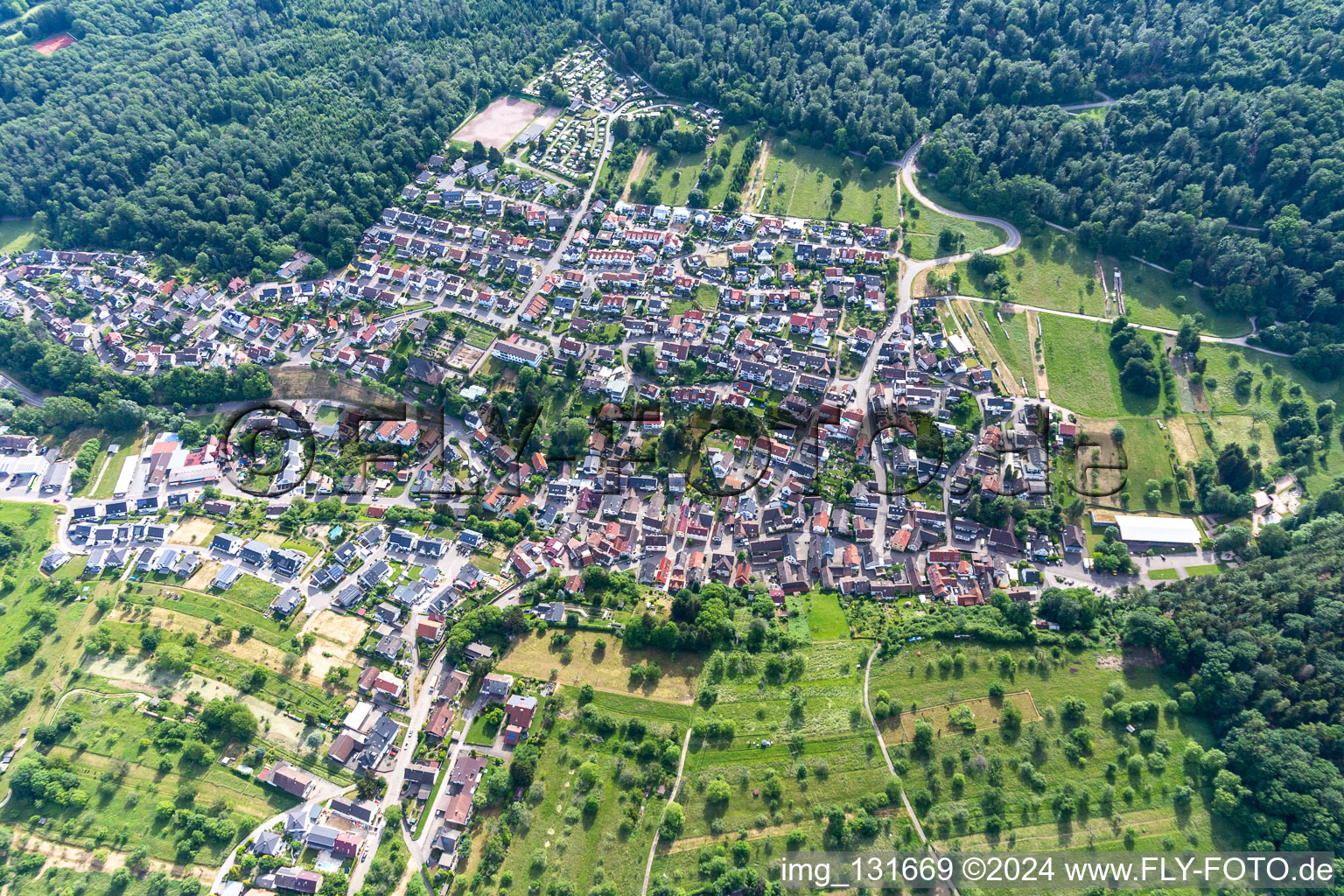 Aerial photograpy of District Waldprechtsweier in Malsch in the state Baden-Wuerttemberg, Germany