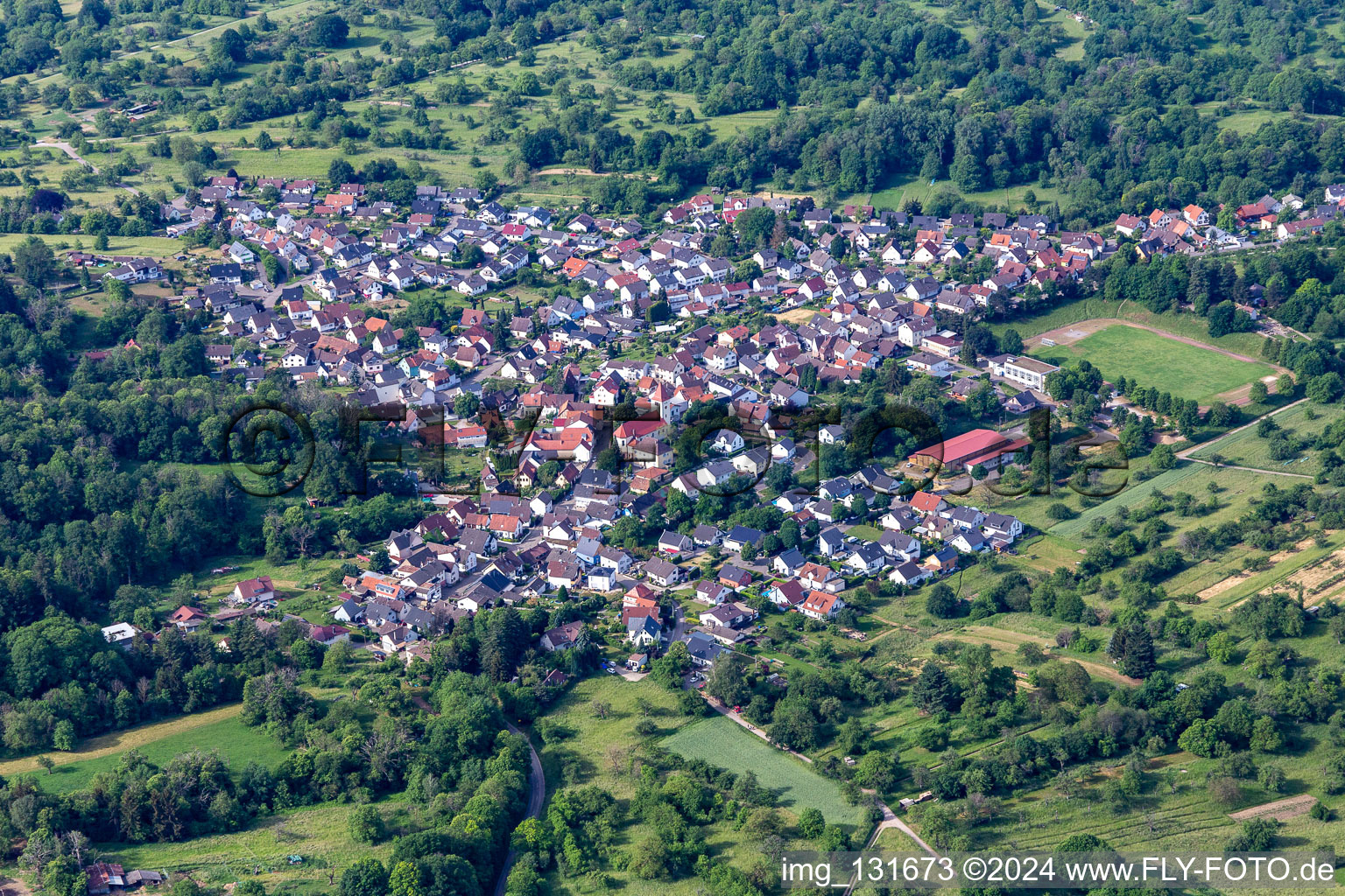 Aerial view of District Oberweier in Gaggenau in the state Baden-Wuerttemberg, Germany