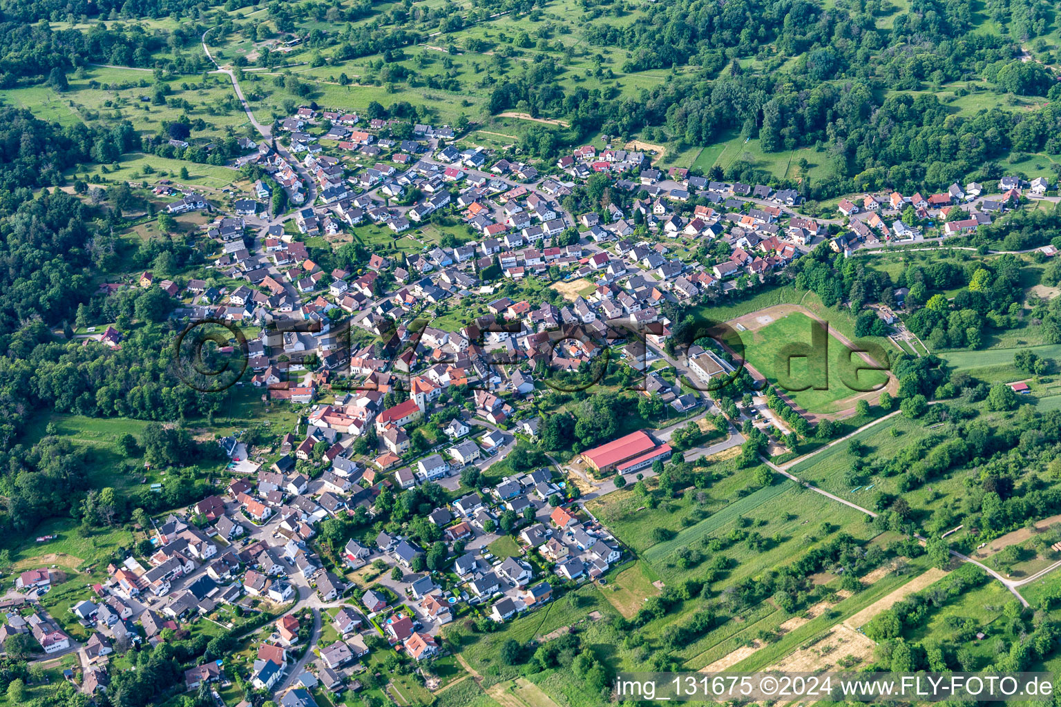 Oblique view of District Oberweier in Gaggenau in the state Baden-Wuerttemberg, Germany