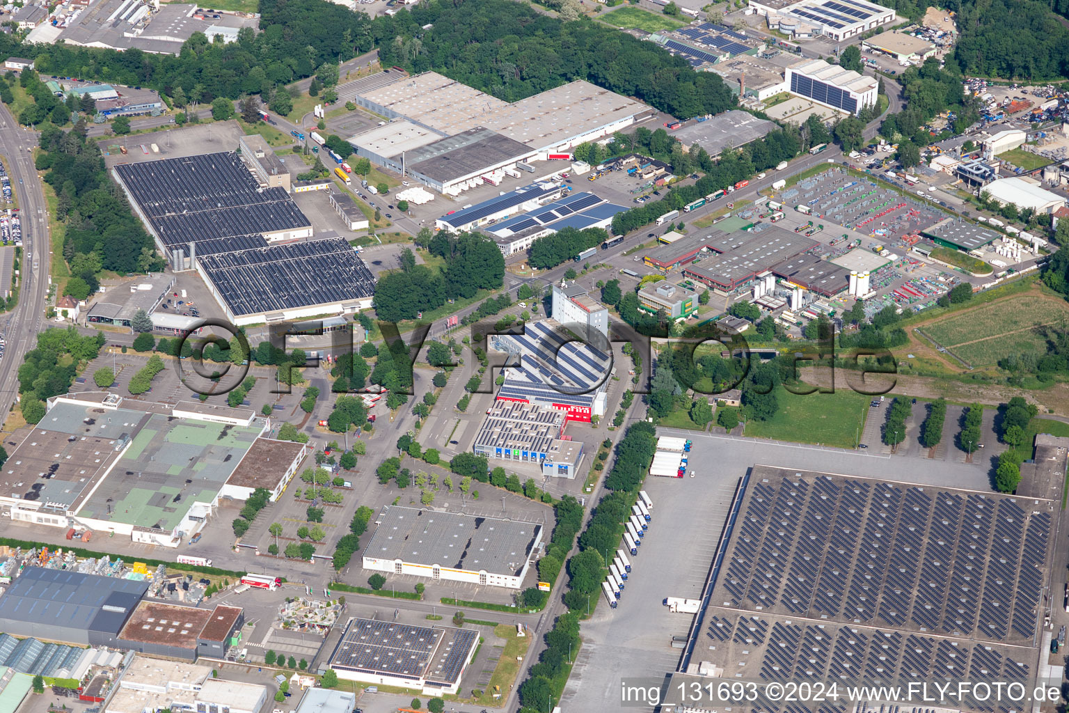 Industrial area in the stone framework in Rastatt in the state Baden-Wuerttemberg, Germany