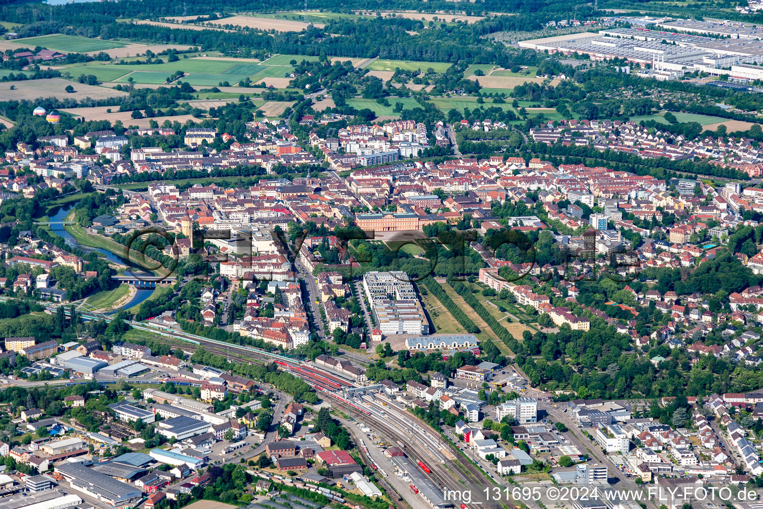 Bird's eye view of Rastatt in the state Baden-Wuerttemberg, Germany