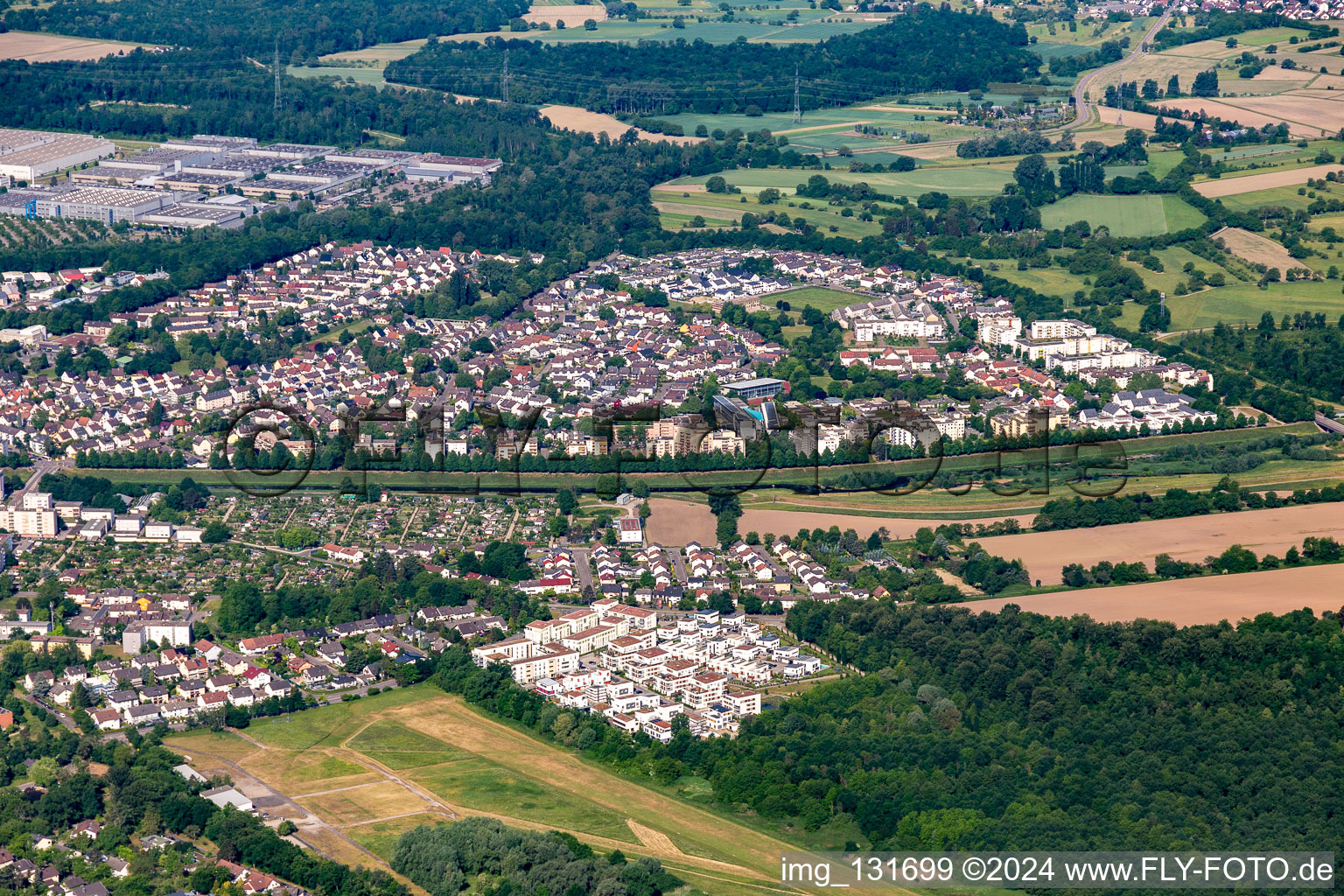 Rheinauer Ring from the east in the district Rheinau in Rastatt in the state Baden-Wuerttemberg, Germany