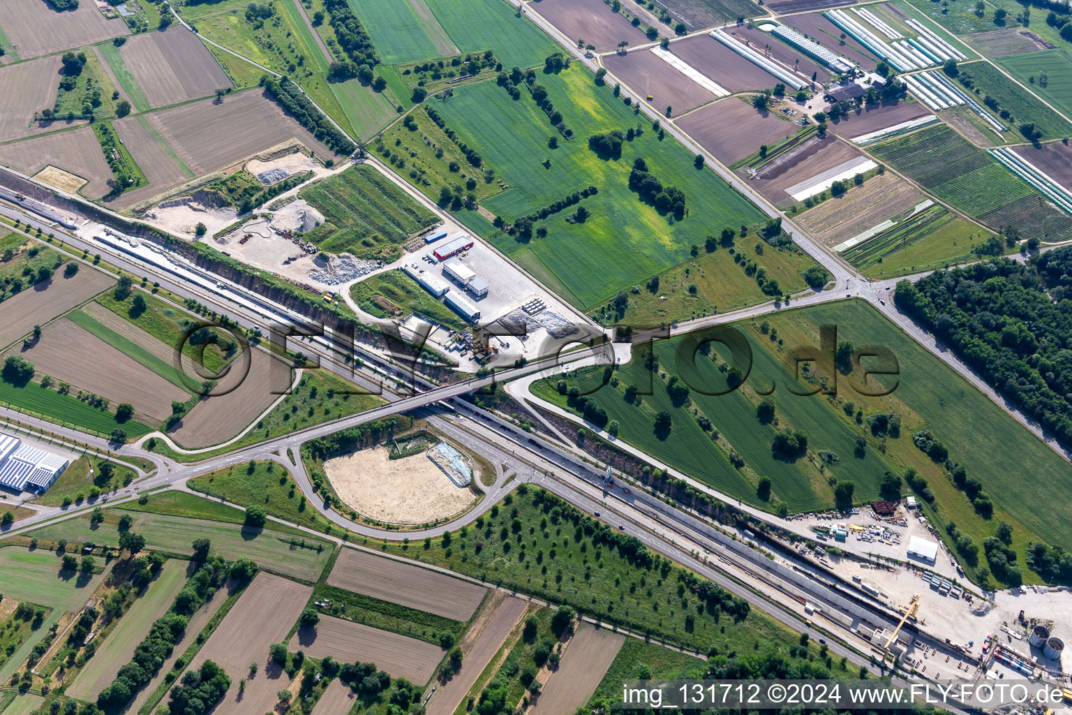 Rastatt Tunnel Information Center in Ötigheim in the state Baden-Wuerttemberg, Germany out of the air