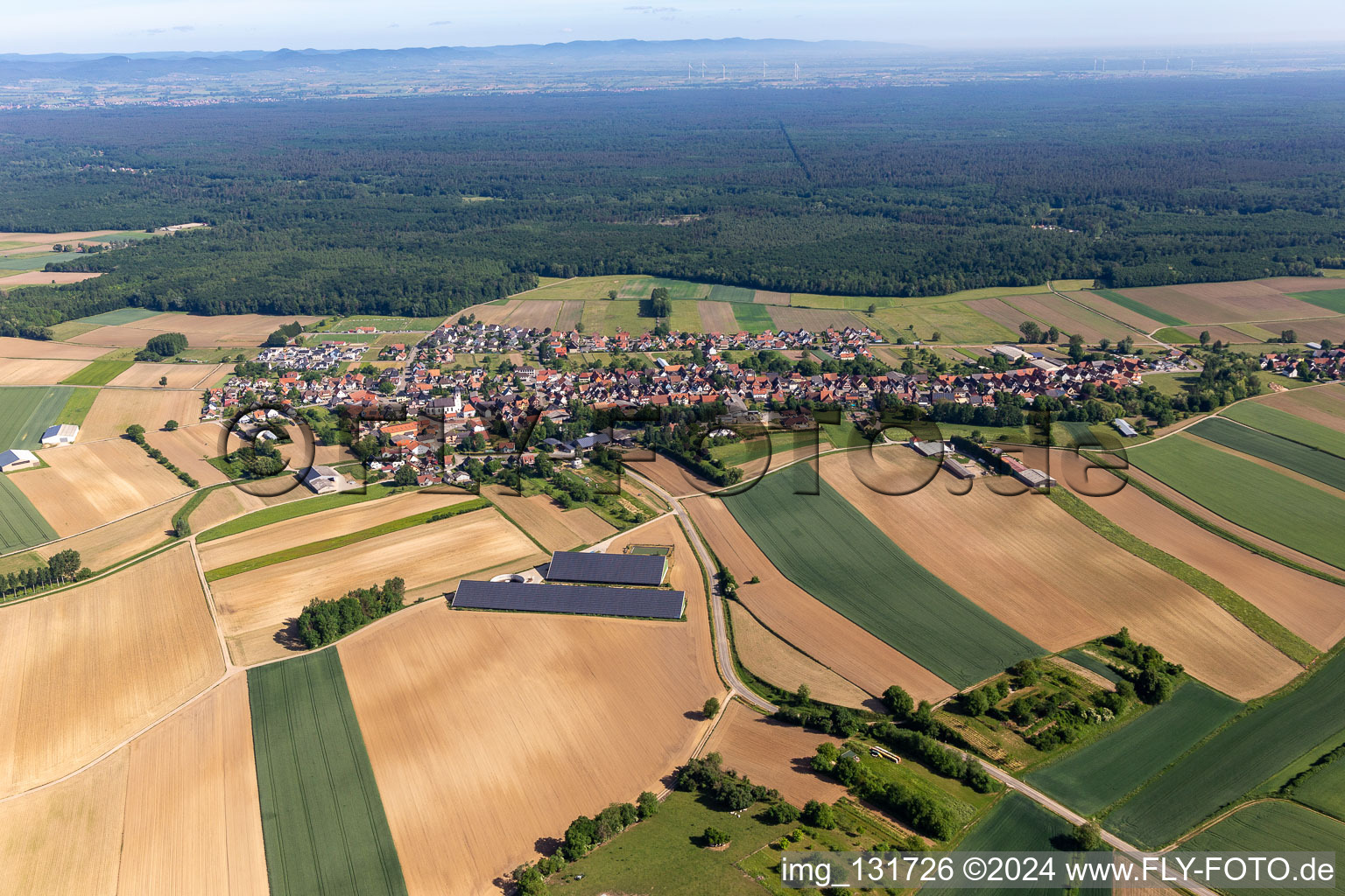 Bird's eye view of Niederlauterbach in the state Bas-Rhin, France