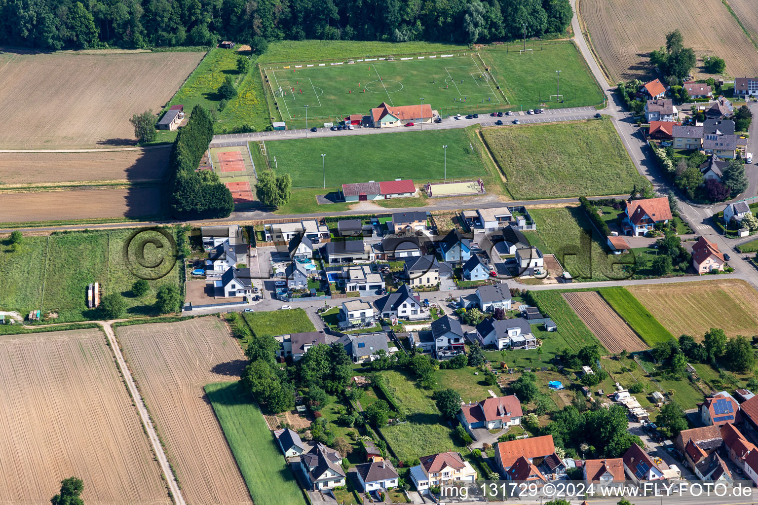 Rue Allmend in Niederlauterbach in the state Bas-Rhin, France