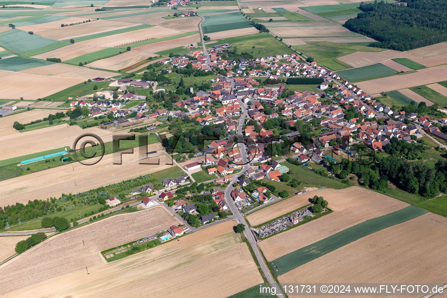 Salmbach in the state Bas-Rhin, France viewn from the air