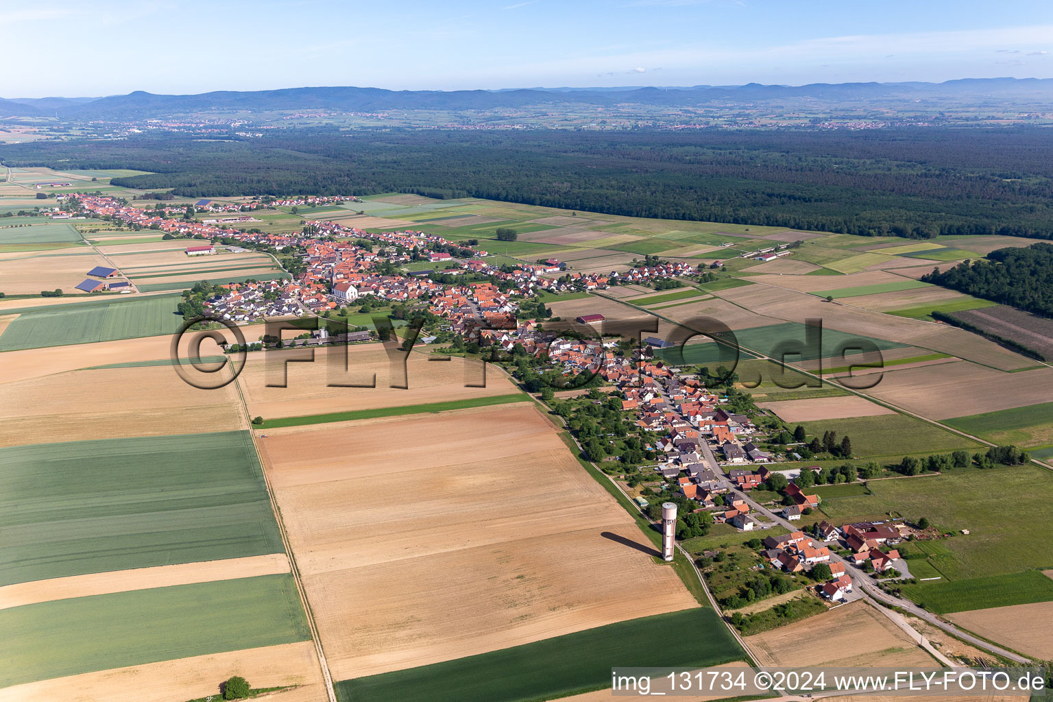 Schleithal in the state Bas-Rhin, France from above