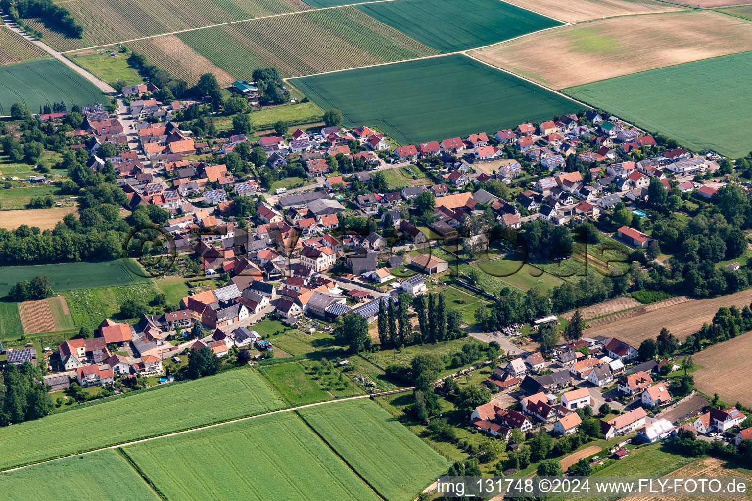 District Kleinsteinfeld in Niederotterbach in the state Rhineland-Palatinate, Germany from a drone