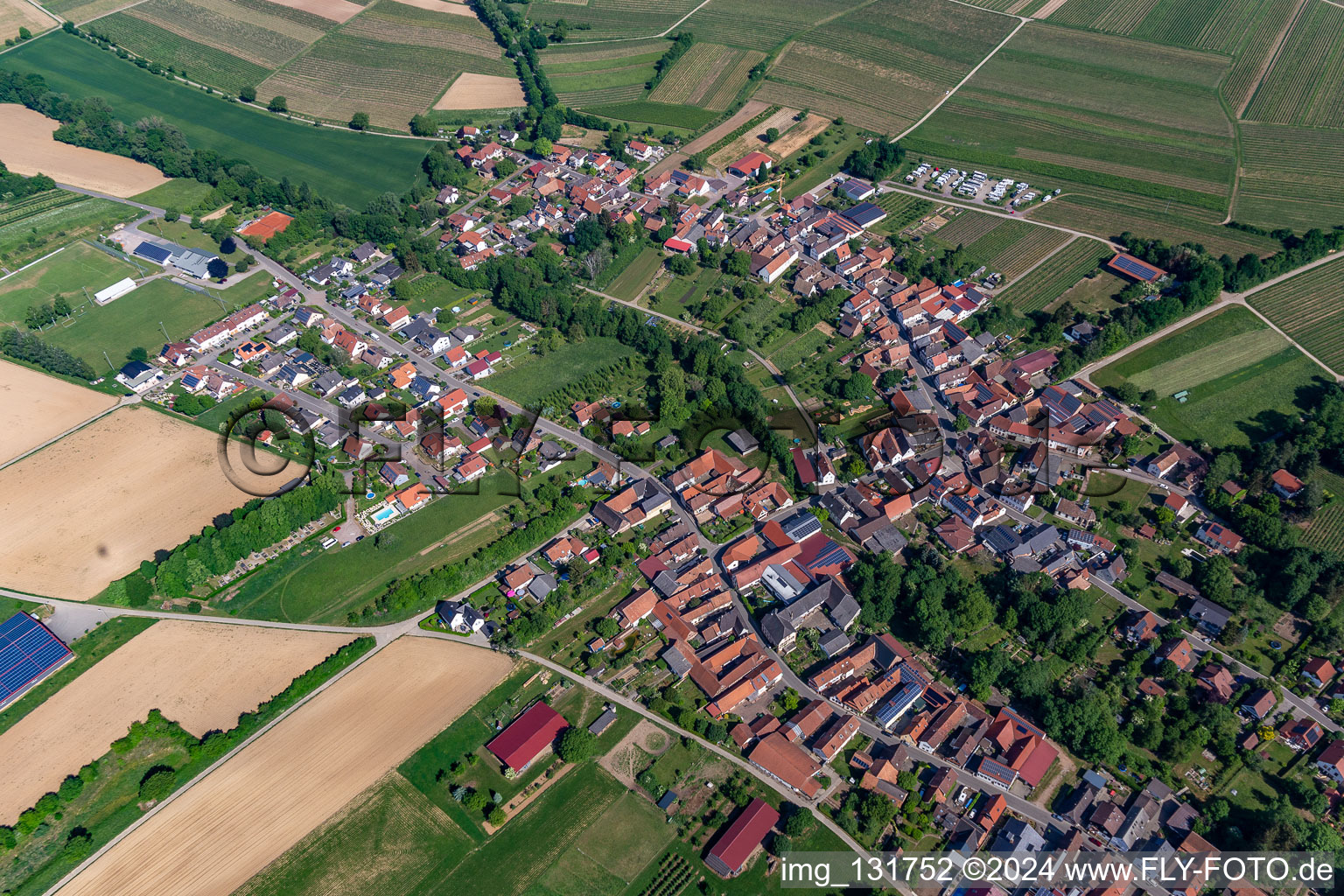 Drone recording of Dierbach in the state Rhineland-Palatinate, Germany