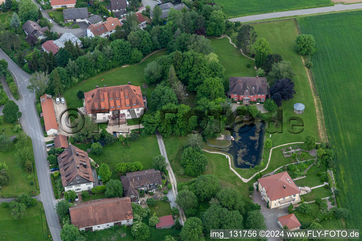 Aerial view of Schlossallee, K & R Mittelstandsholding GmbH in the district Homberg in Eigeltingen in the state Baden-Wuerttemberg, Germany