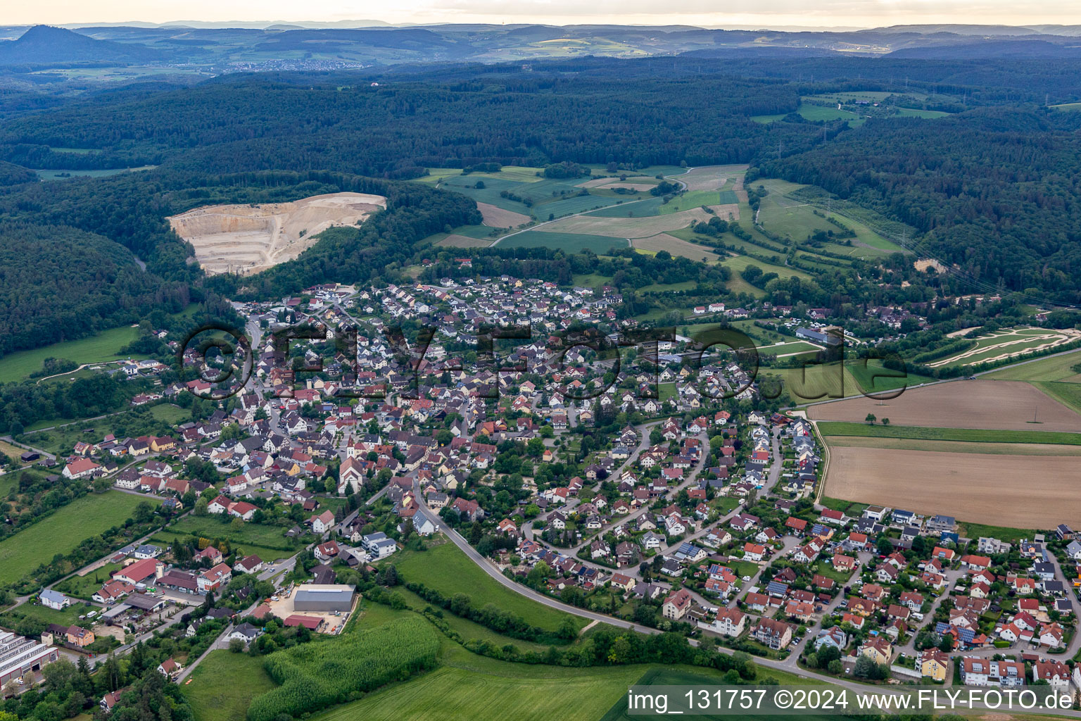 Aerial view of Eigeltingen in the state Baden-Wuerttemberg, Germany