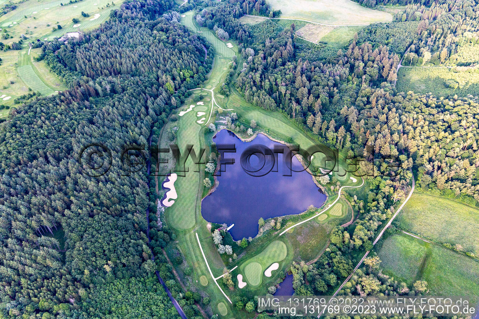 The Country Club Schloss Langenstein - The golf course on Lake Constance in Orsingen-Nenzingen in the state Baden-Wuerttemberg, Germany out of the air