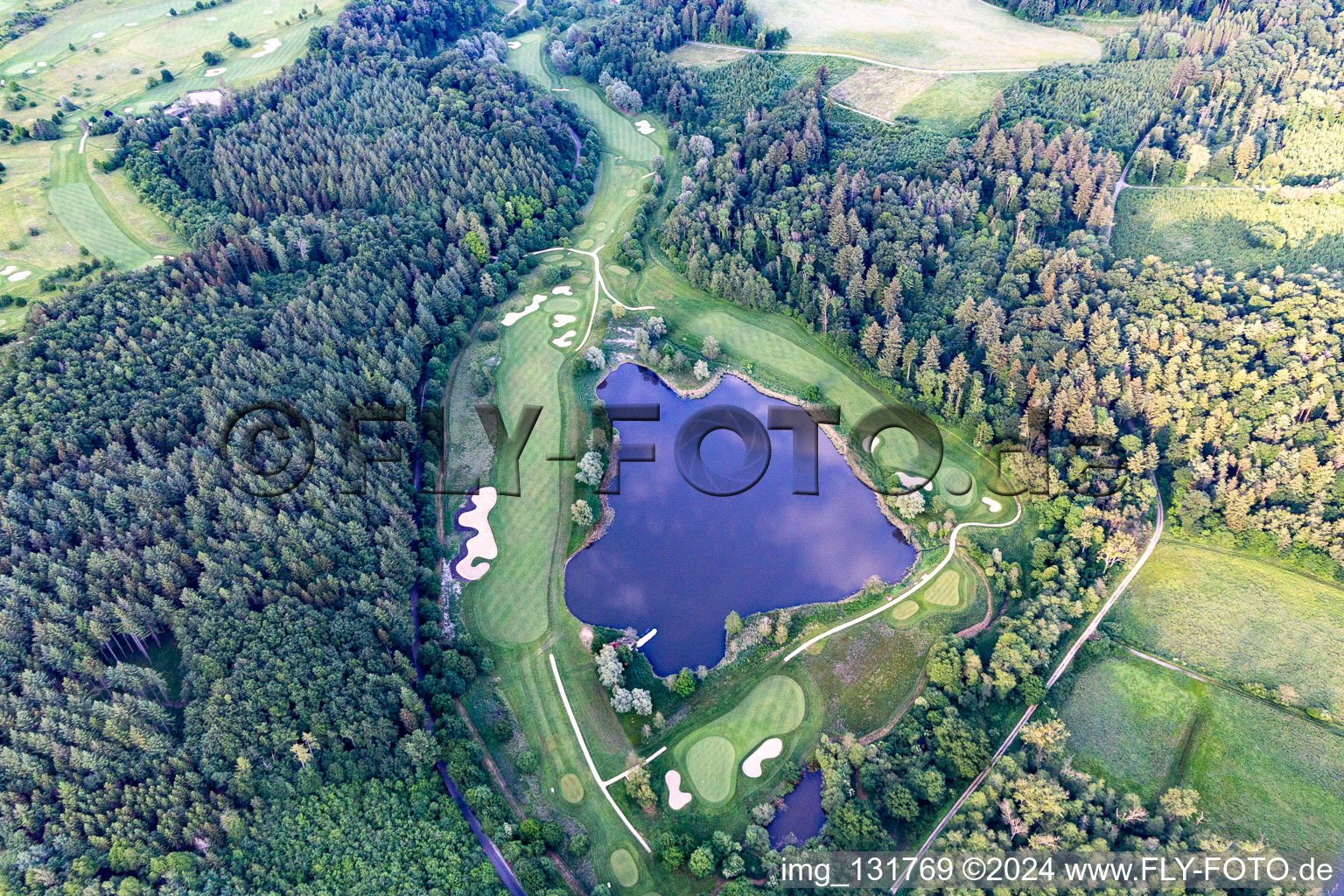 The Country Club Schloss Langenstein - The golf course on Lake Constance in the district Orsingen in Orsingen-Nenzingen in the state Baden-Wuerttemberg, Germany out of the air