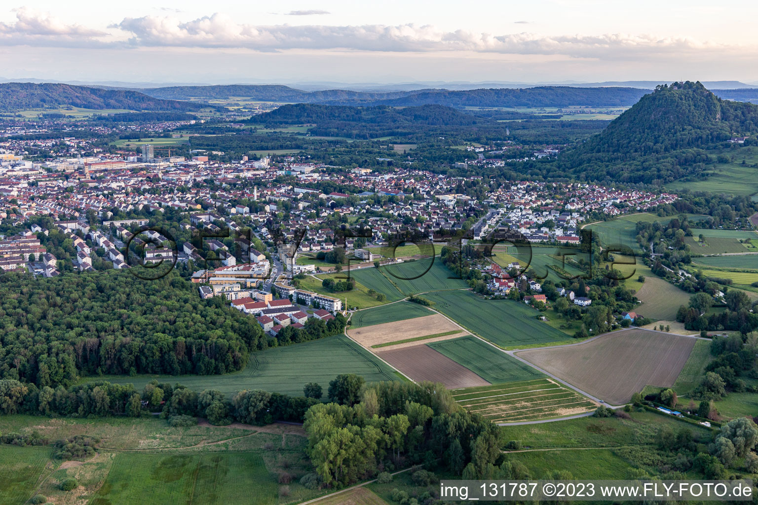 Aerial view of Singen in the state Baden-Wuerttemberg, Germany