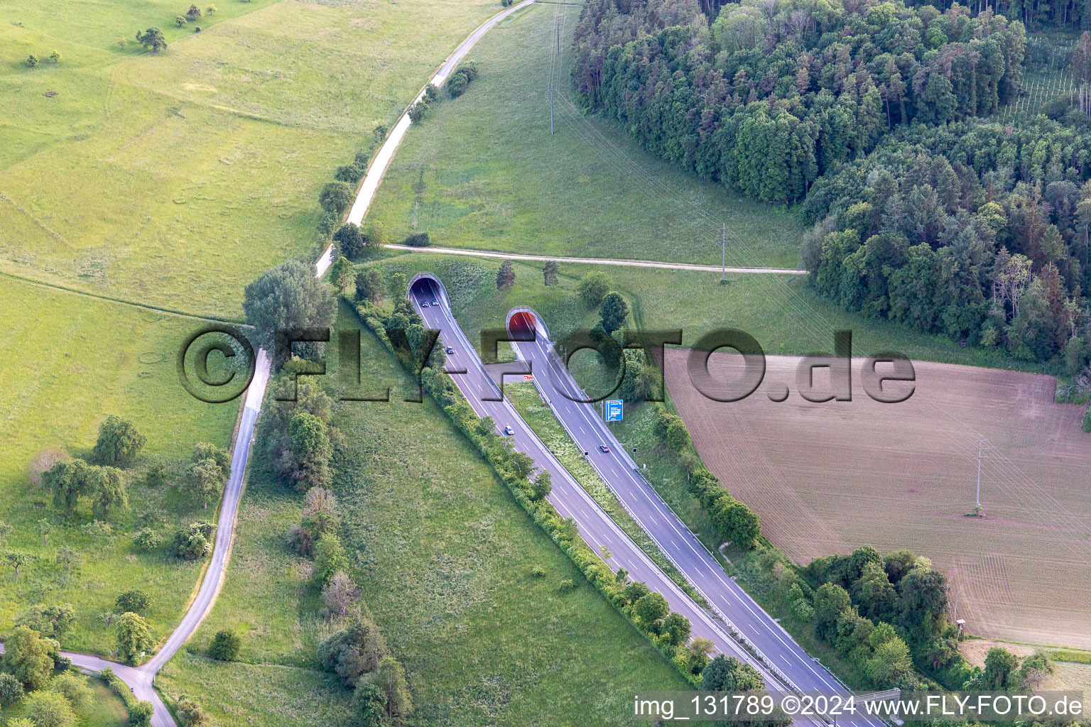 Tunnel portal of the A81 near Singen in Hilzingen in the state Baden-Wuerttemberg, Germany