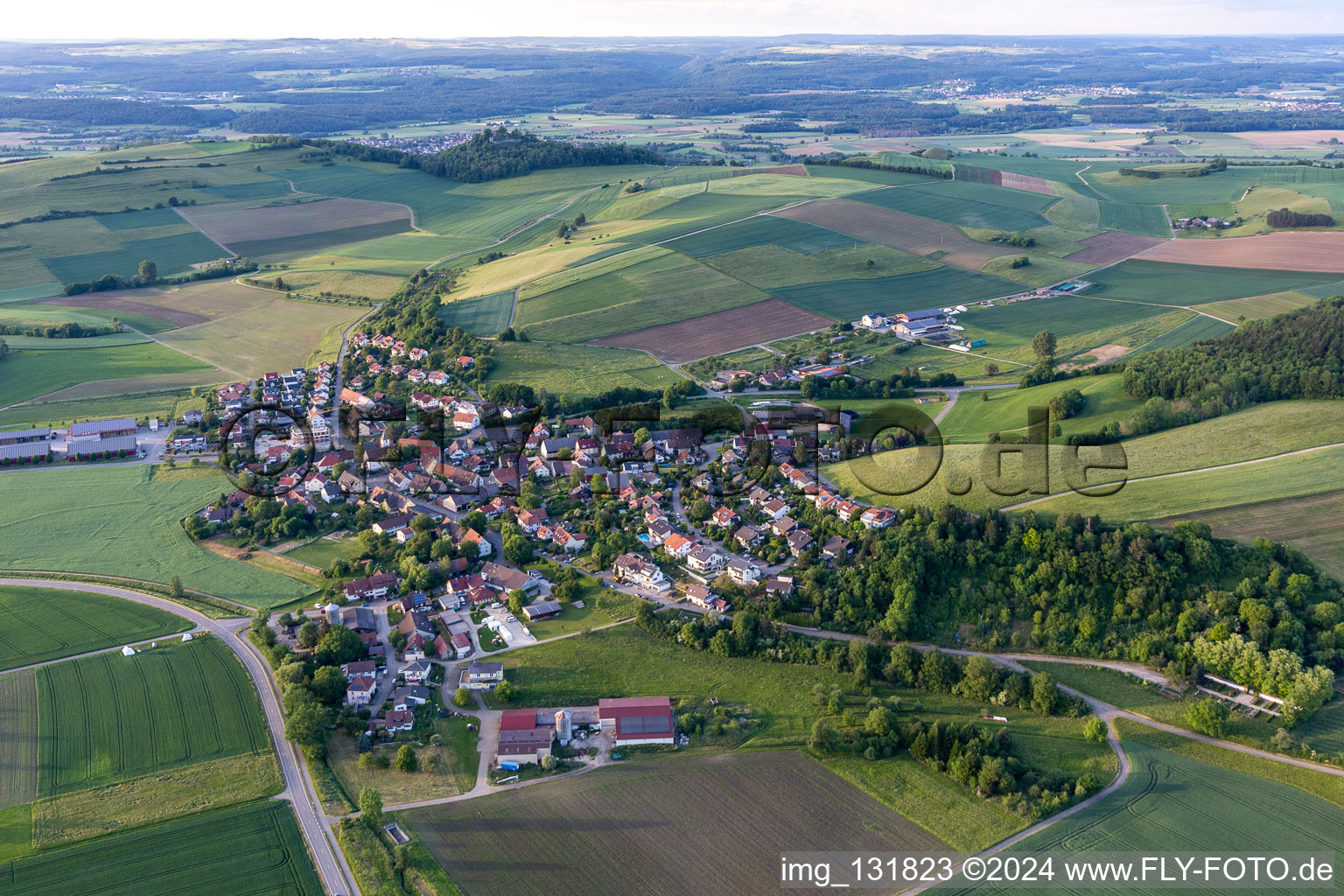 Aerial view of District Duchtlingen in Hilzingen in the state Baden-Wuerttemberg, Germany