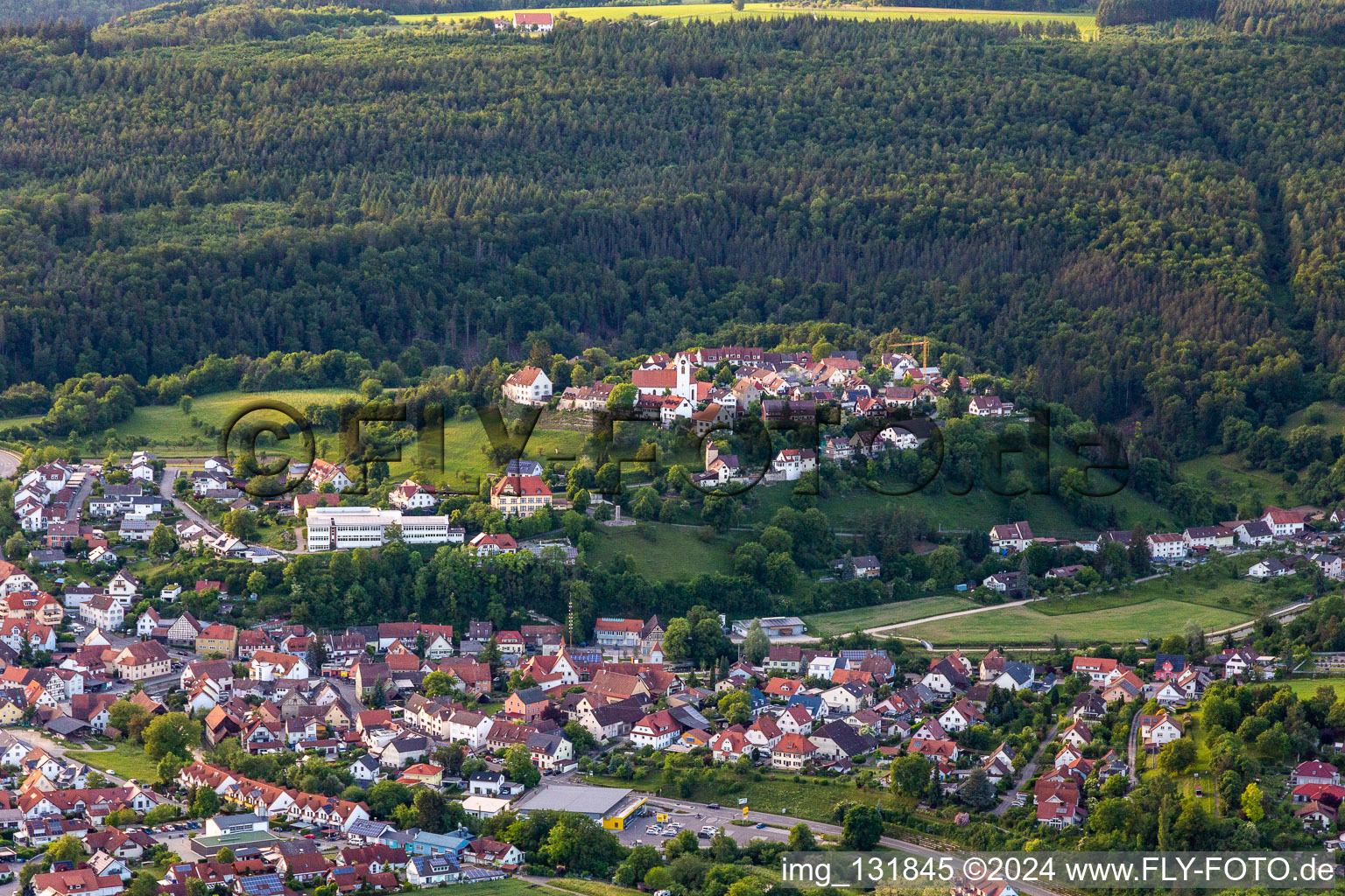 Oblique view of Aach in the state Baden-Wuerttemberg, Germany