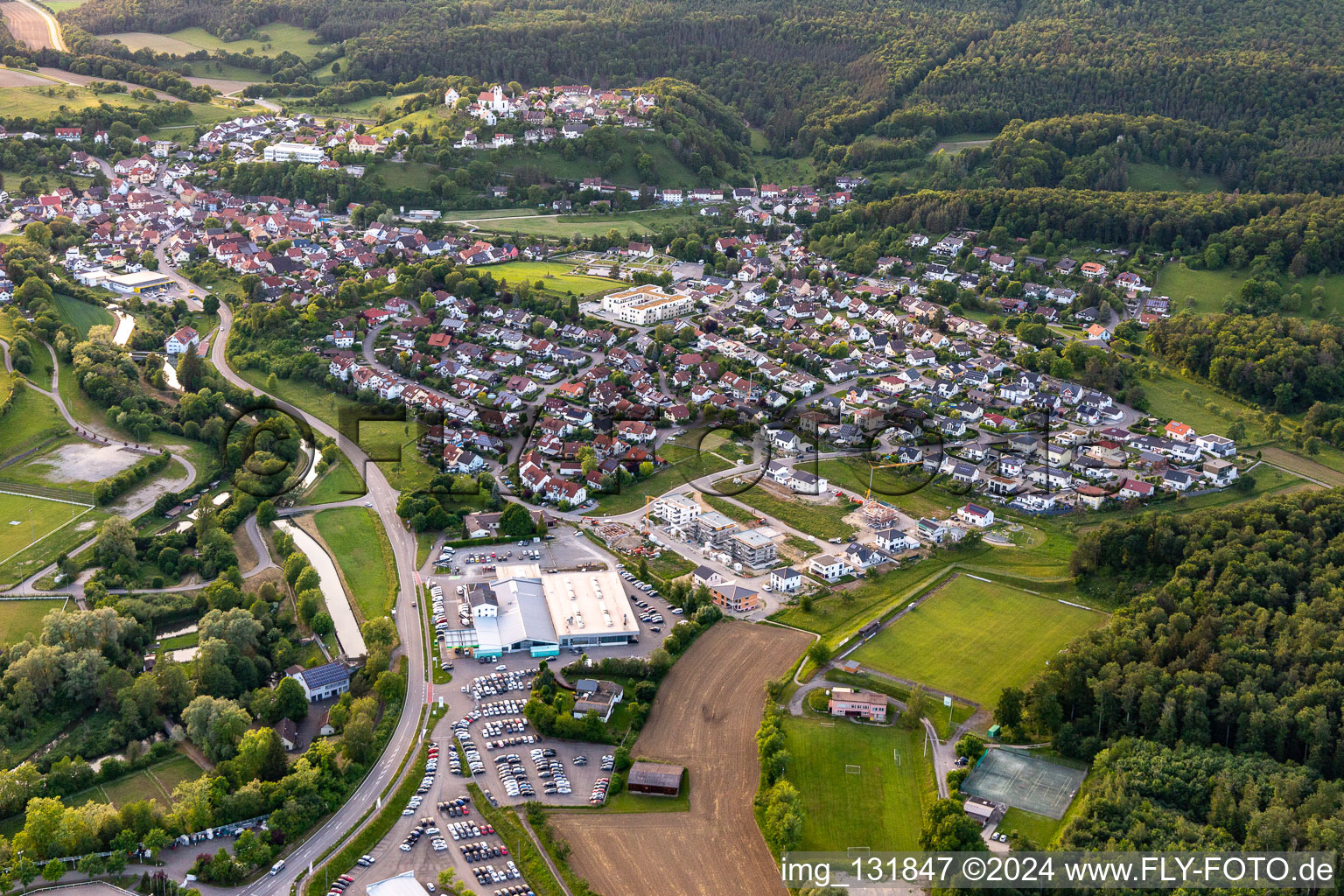 Aerial view of Gohm + Graf Hardenberg GmbH in Aach in the state Baden-Wuerttemberg, Germany