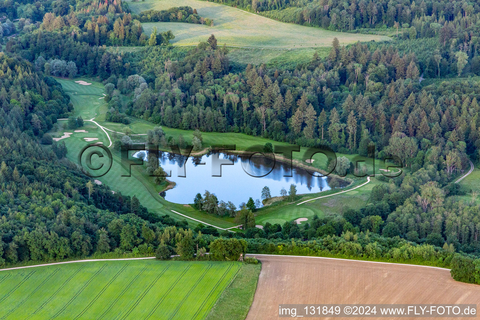 Bird's eye view of The Country Club Schloss Langenstein - The golf course on Lake Constance in the district Orsingen in Orsingen-Nenzingen in the state Baden-Wuerttemberg, Germany