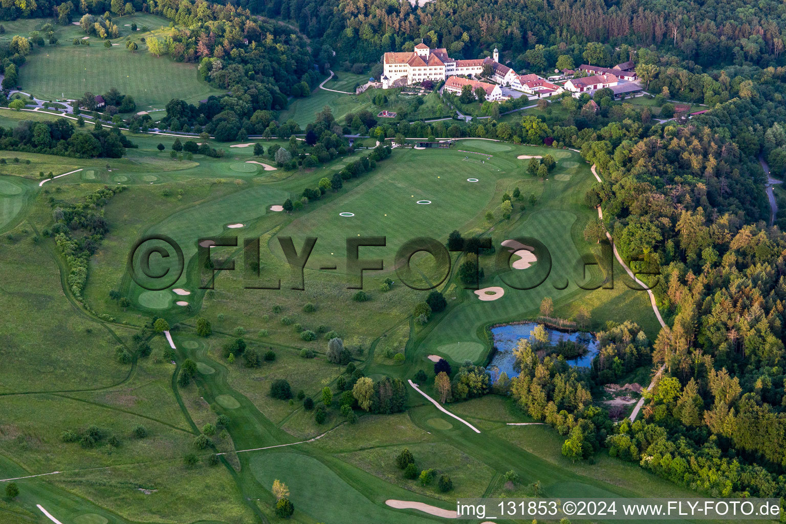 Drone image of The Country Club Schloss Langenstein - The golf course on Lake Constance in Orsingen-Nenzingen in the state Baden-Wuerttemberg, Germany