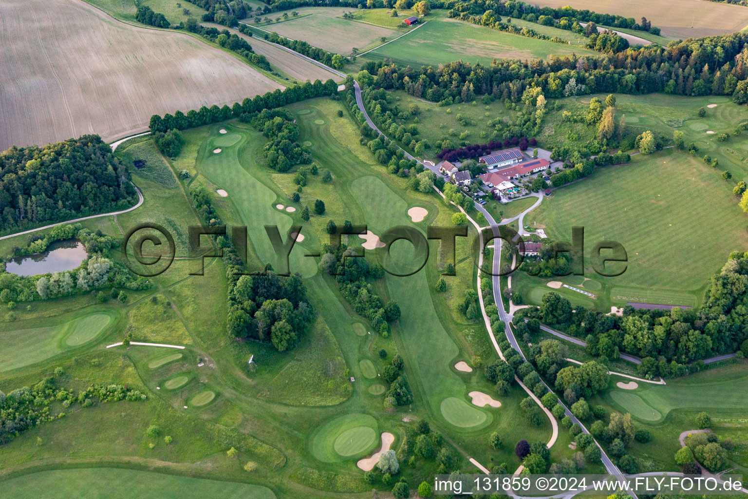 Aerial photograpy of The Country Club Schloss Langenstein - The golf course on Lake Constance in the district Orsingen in Orsingen-Nenzingen in the state Baden-Wuerttemberg, Germany