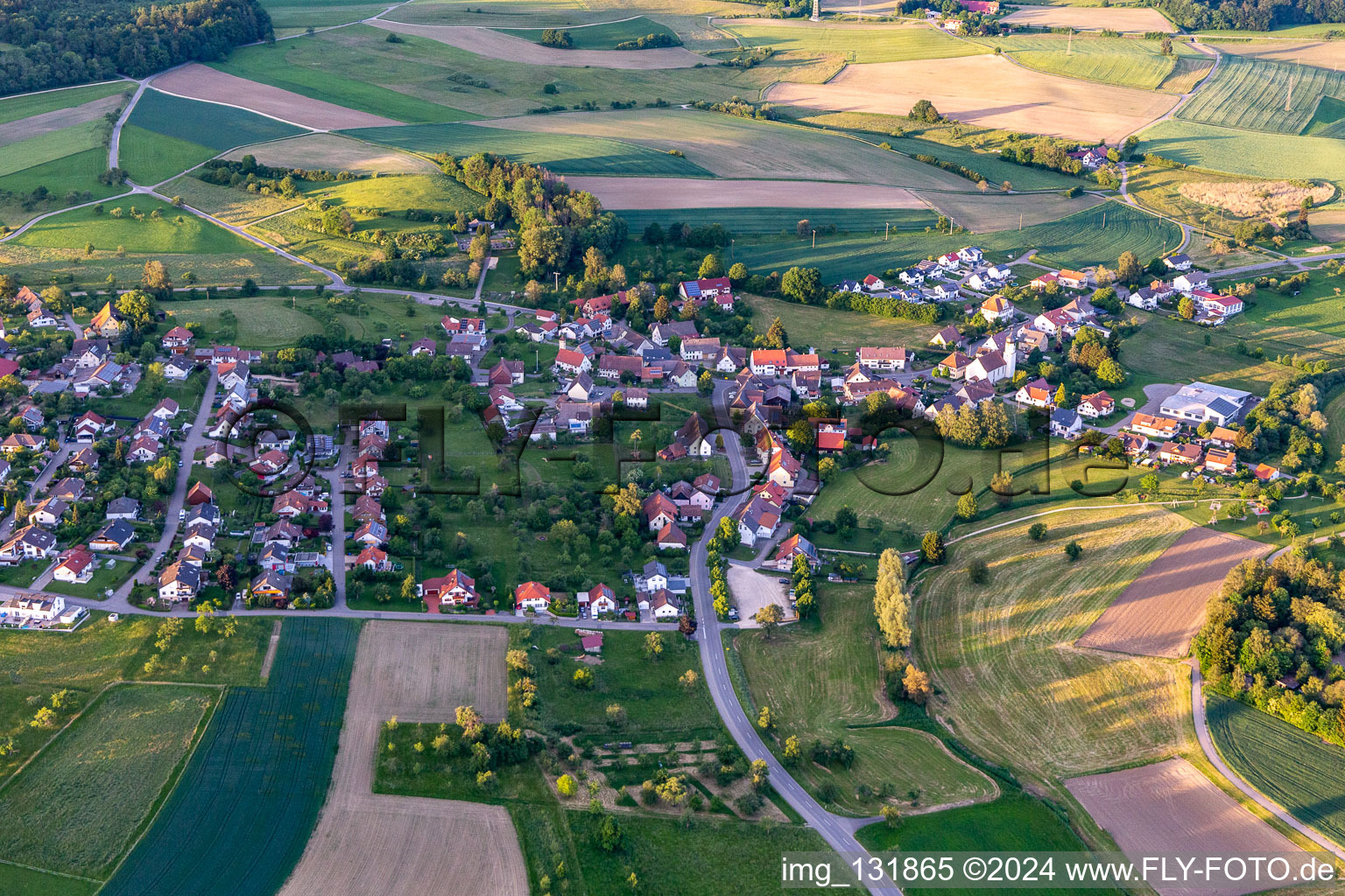 Aerial view of District Raithaslach in Stockach in the state Baden-Wuerttemberg, Germany