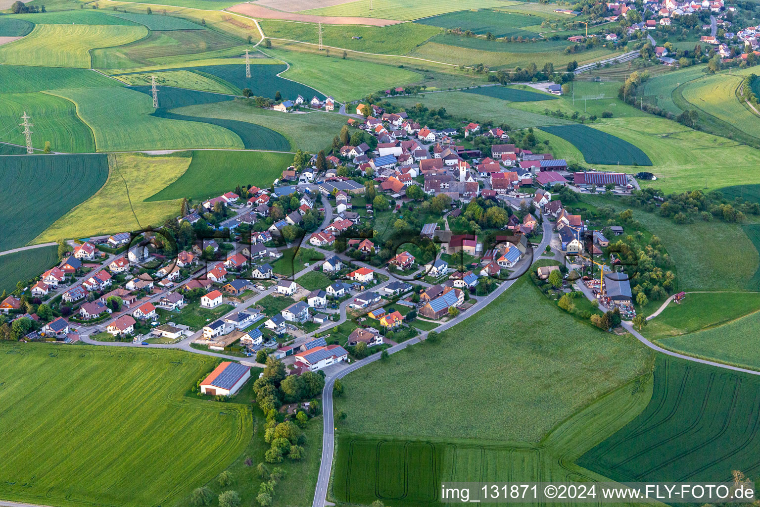 Oblique view of District Gallmannsweil in Mühlingen in the state Baden-Wuerttemberg, Germany