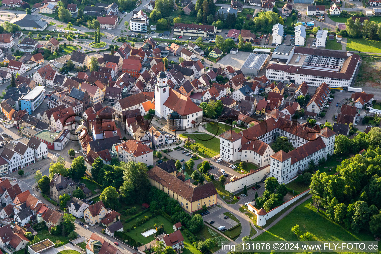 Castle Meßkirch and Church of St. Martin in Meßkirch in the state Baden-Wuerttemberg, Germany