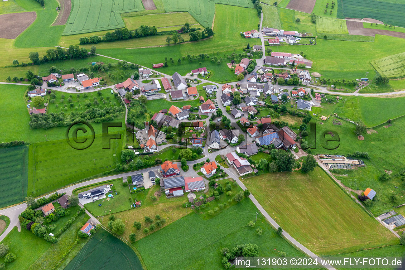 Aerial view of District Danketsweiler in Horgenzell in the state Baden-Wuerttemberg, Germany