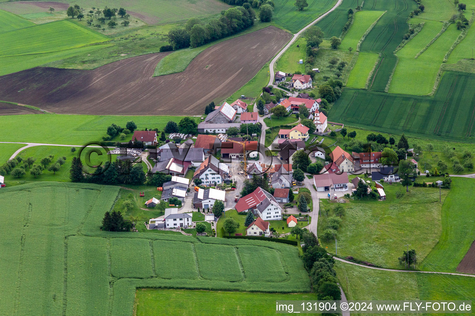 Aerial photograpy of District Danketsweiler in Horgenzell in the state Baden-Wuerttemberg, Germany