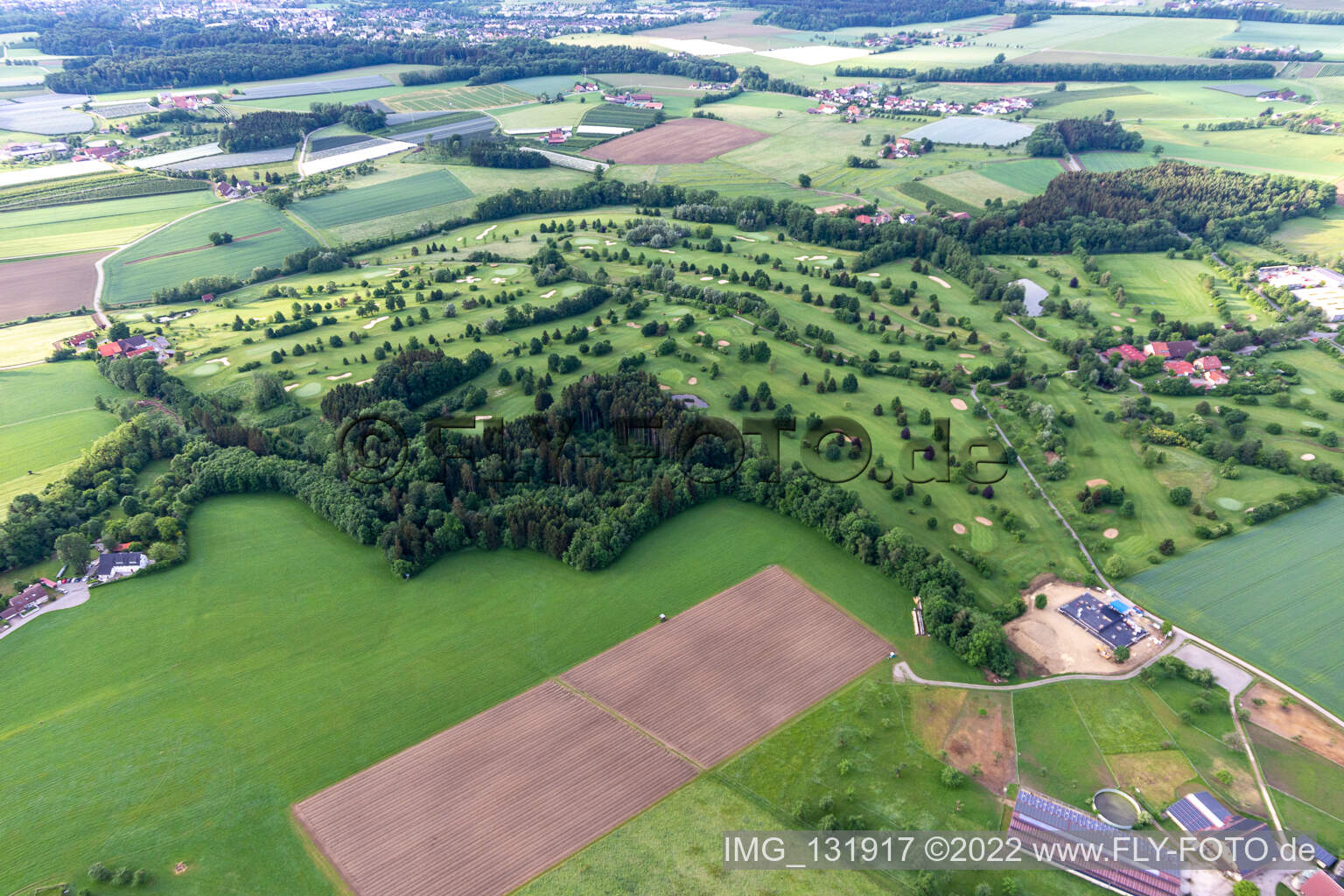 Aerial view of Golf course Ravensburg in Ravensburg in the state Baden-Wuerttemberg, Germany