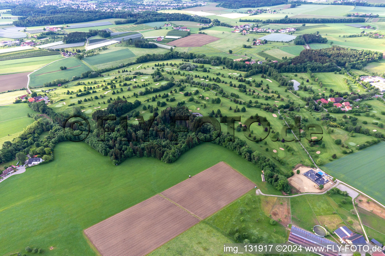 Aerial view of Golf course Ravensburg in Ravensburg in the state Baden-Wuerttemberg, Germany