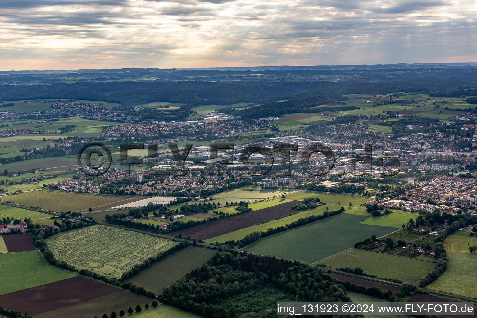 Aerial view of Weingarten bei Ravensburg in the state Baden-Wuerttemberg, Germany